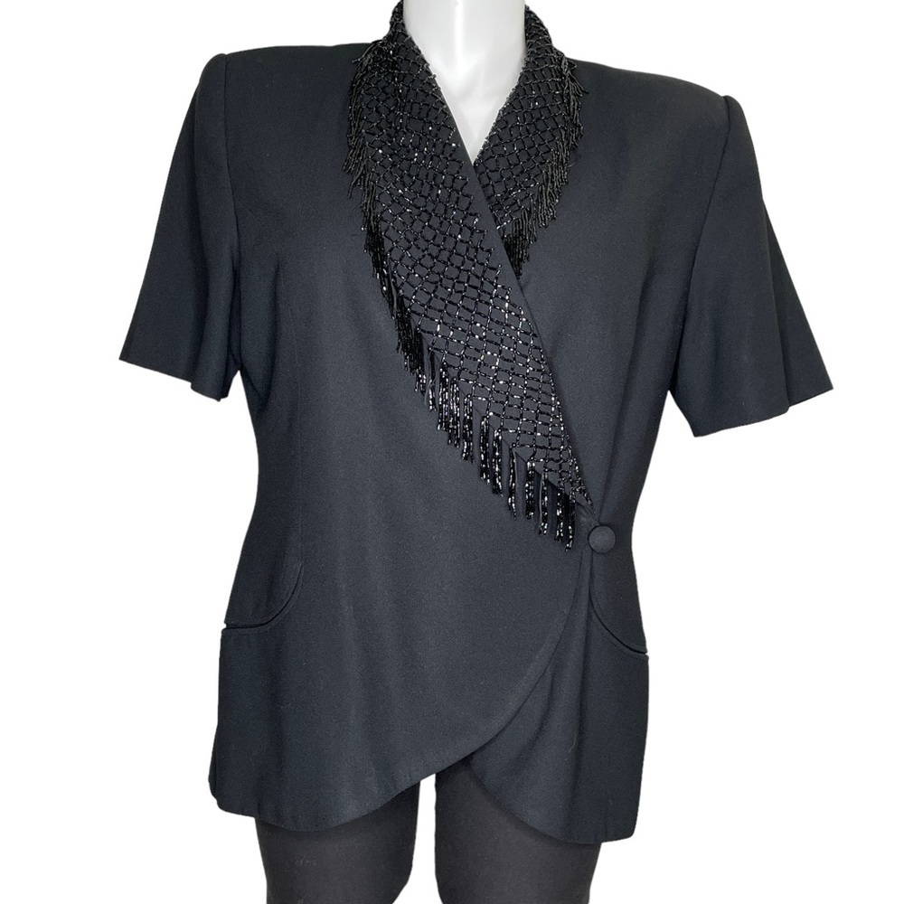 Chancelle beaded black jacket vintage 18